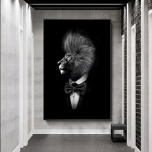 黑白风格狮子先生帆布画壁画海报墙壁艺术卧室客厅现代装饰画