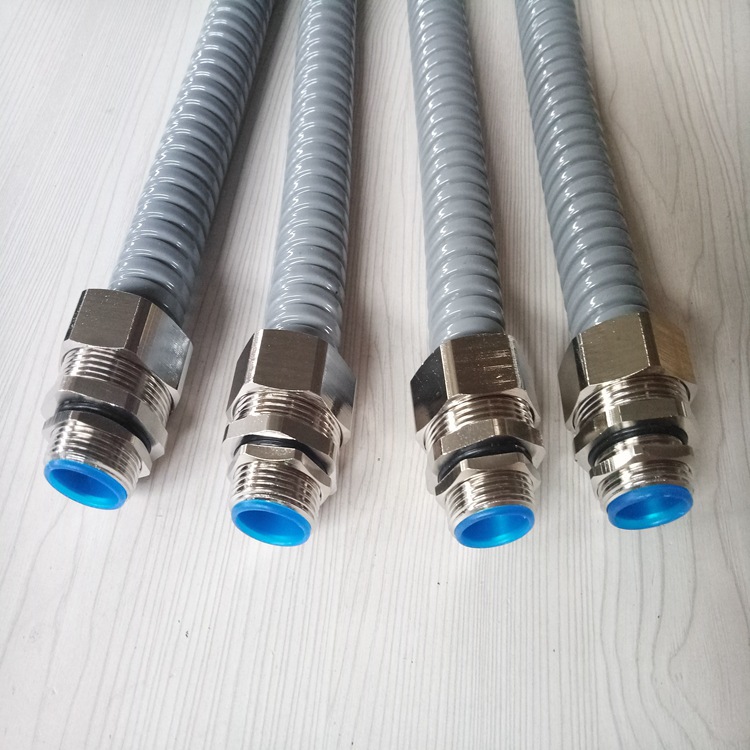 青岛供应福莱通金属软管接头黄铜包塑软管防水接头