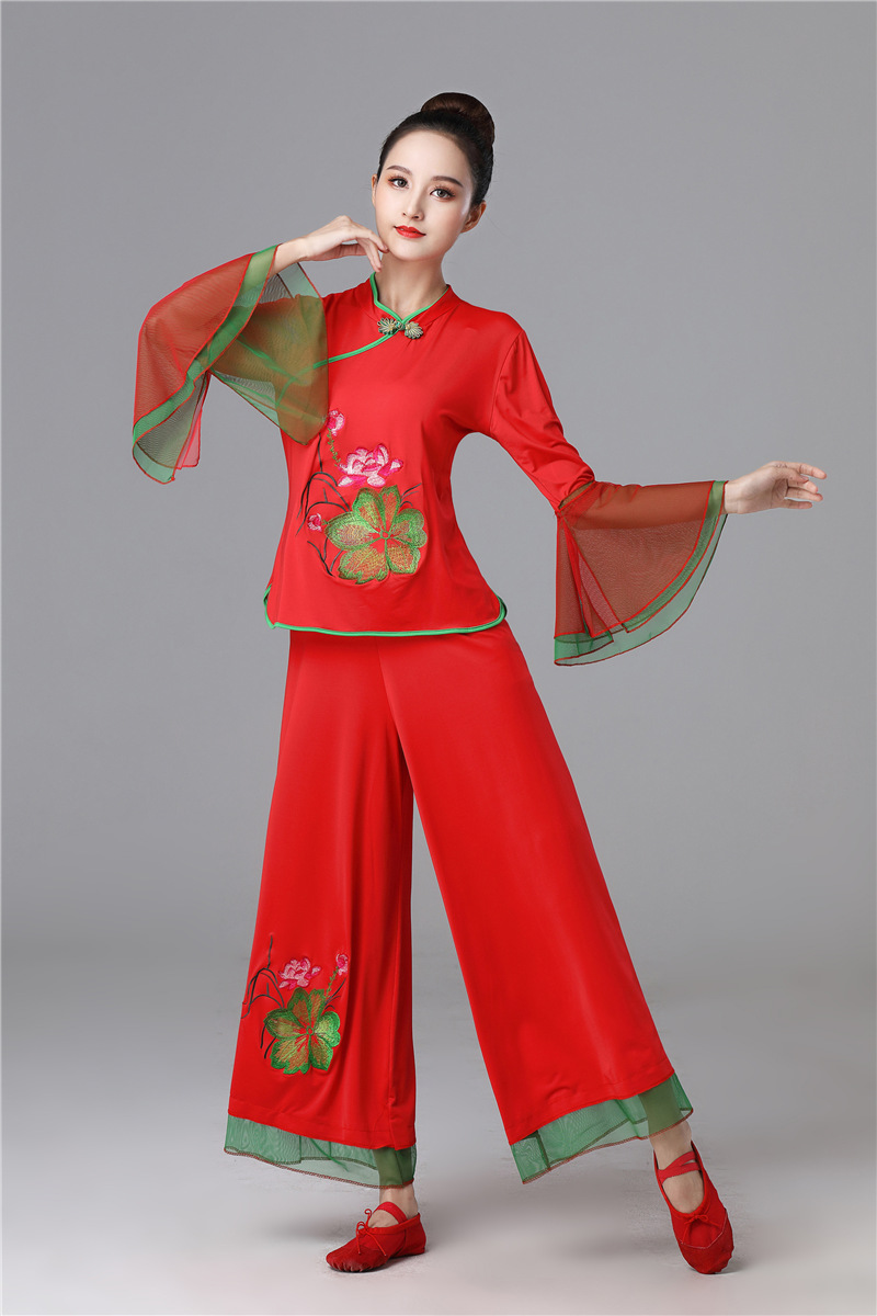 秧歌舞蹈服装演出服女士跳舞扇子舞套装新款广场舞古典秧歌衣服