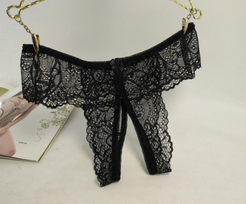 情趣内衣女情绪开档内裤大码胖mm蕾丝全透明丁字裤免脱诱惑火辣女