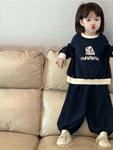 女童套装春秋韩版儿童中小童时髦洋气宽松上衣休闲运动裤两件套T