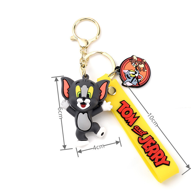 Cartoon Cat and Mouse Keychain Pendant Tom Jerry Silicone Doll Couple Bags Car Key Chain Pendant