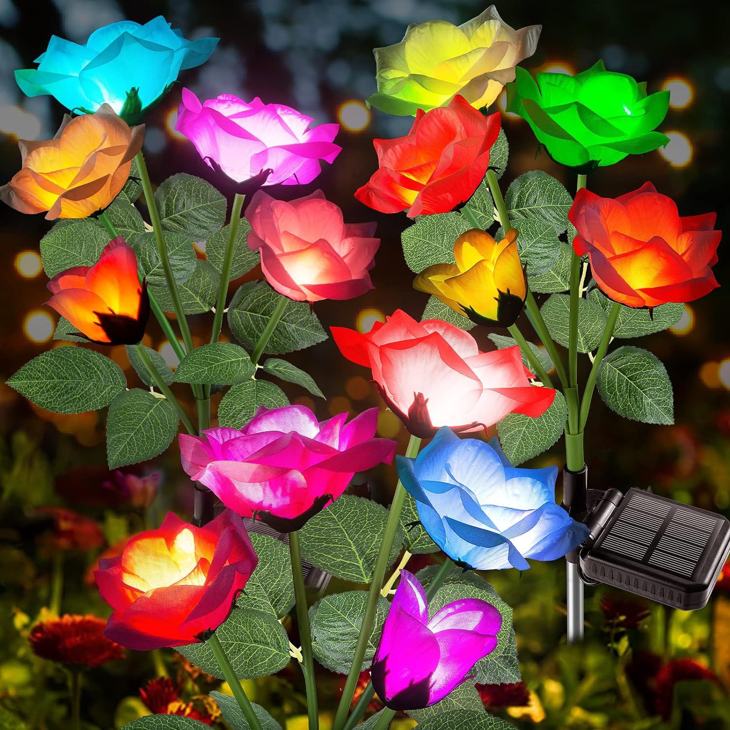 Solar Rose Lamp Outdoor Waterproof Garden Lawn Decorative Lamp Amazon Hot Flower Lamp