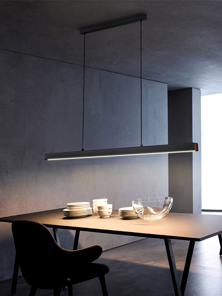 餐厅吊灯极简现代线性灯一字咖啡馆餐厅吧台餐桌饭桌办公室长条灯
