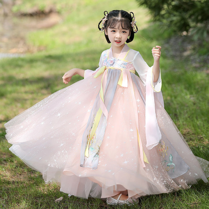 女童汉服襦裙春秋季古装超仙小女孩中国风连衣裙唐装儿童古风夏装
