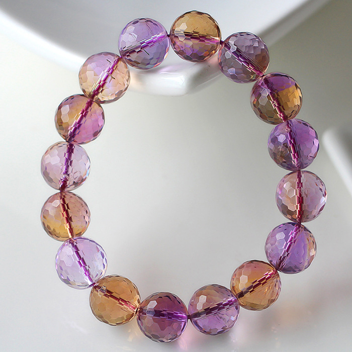 纯天然水晶手链正品紫黄晶圆珠切面手链大气男款女款手串饰品
