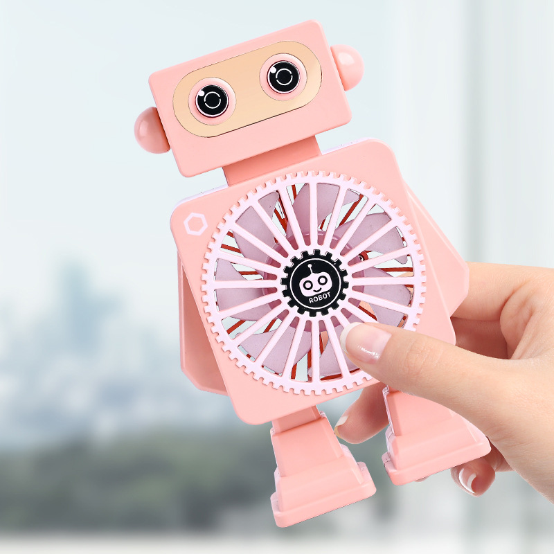 创意机器人风扇usb充电款超静音立式便携式随身迷你桌面小电风扇