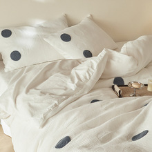 华夫格丨四件套全棉纯棉裸睡床单被套法式奶油风小清新床品