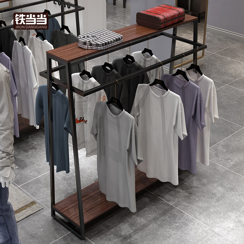 男装店中岛展示架时尚简约落地式货架双排挂衣架组合服装店中岛柜
