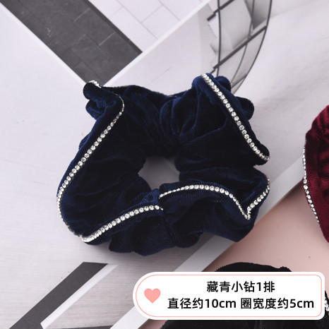 Highly Elastic Hair Rope Rhinestone Velvet Fabric Hair Band Large Intestine Ring Updo Hair Accessories Professional Head Flower Head Elastic Hair Accessories