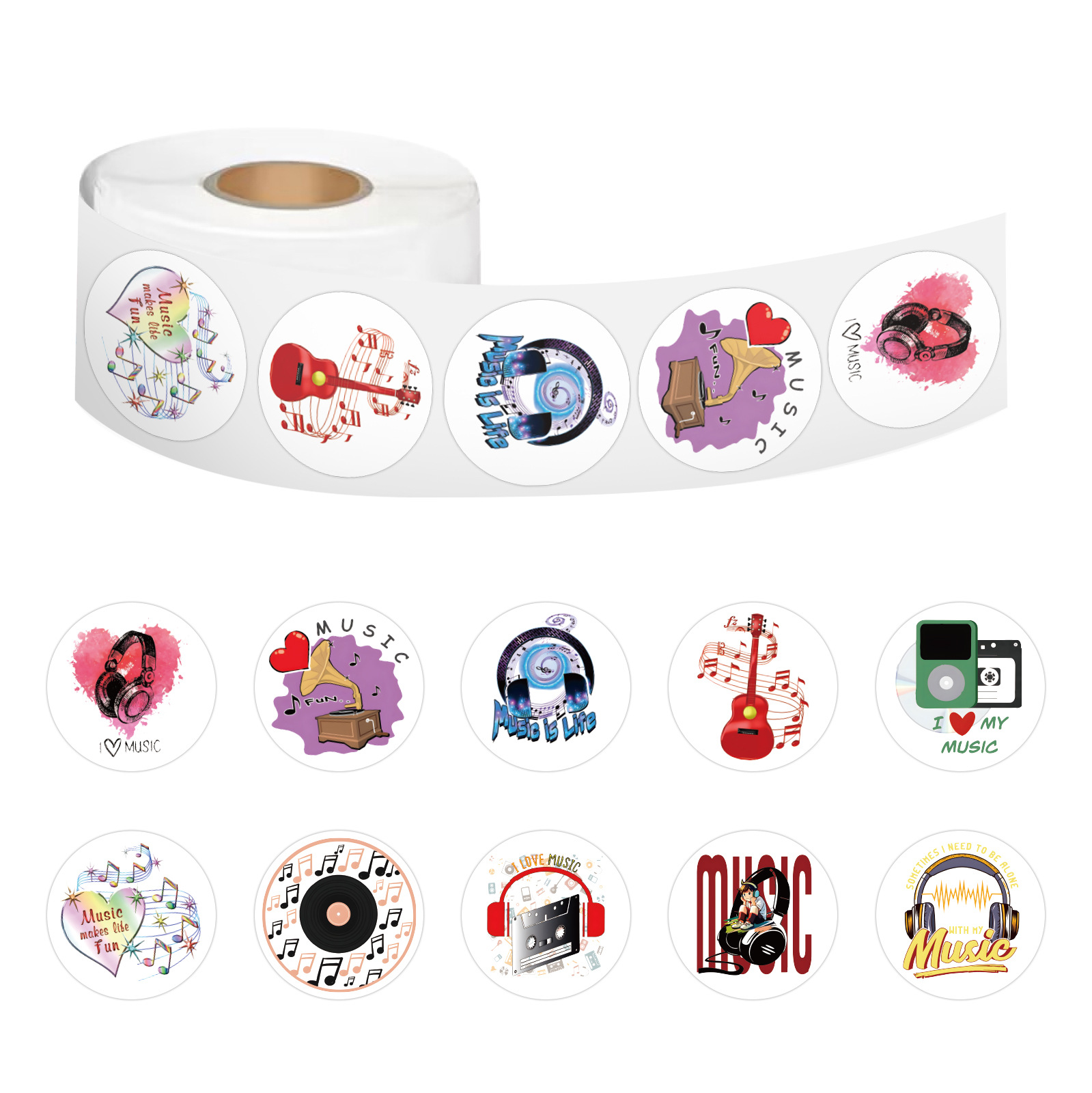 500张新品系列音乐手帐胶带diy装饰素材行李箱笔记本网红贴纸批发
