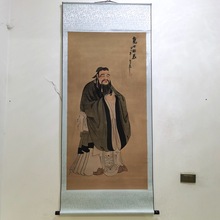 批发仿古宣纸中堂画工笔画办公室挂画装饰画孔子人物国画山水卷轴