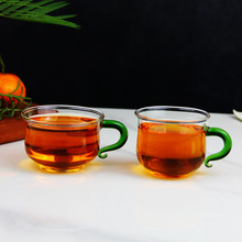 绿把小碗茶杯 耐冷热玻璃公道杯 功夫茶具分茶器茶壶配件小品杯子