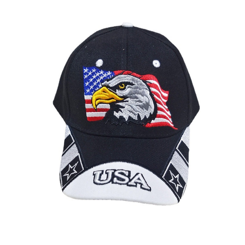 Cross-Border Eagle Embroidered Baseball Cap USA American Flag Peaked Cap Men's and Women's European and American Outdoor Sun Hat Trendy Cap