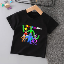 Roblox彩虹朋友衣服男童短袖t恤儿童半袖服装rainbow frienfs