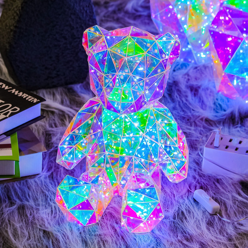 Colorful Love Bear Luminous Birthday Gift Girlfriends' Gift Lover Light Dream Decoration Internet Celebrity Qixi Doll Gift