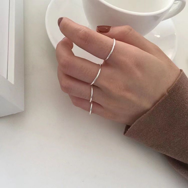 Simple Bracelet Ring Wholesale Pure Silver Couple Couple Rings Light Pasta Finger Ring Female Thin Cold Wind Small Thumb Closed Mouth Little Finger Ring