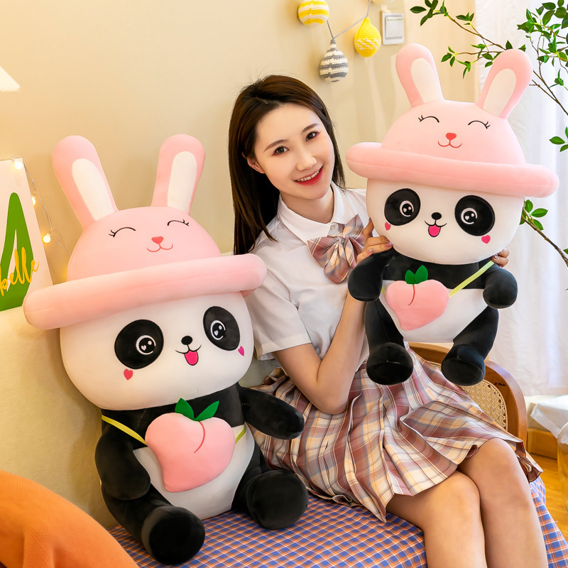 Peach Panda Doll Plush Toys Bed Sleeping Cartoon Transformation Peach Panda Doll Pillow Gift Wholesale