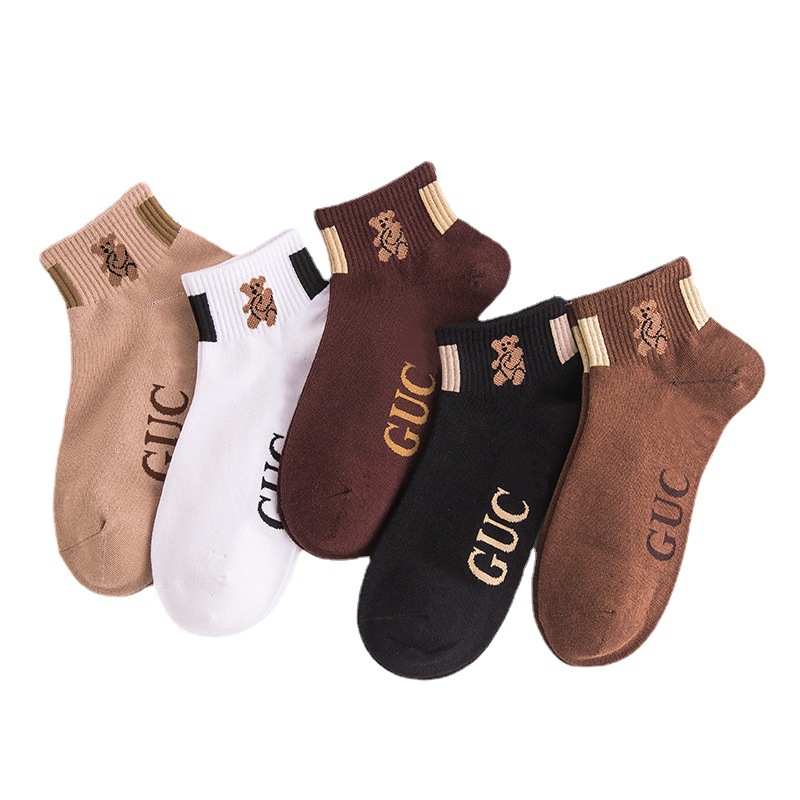 2021 Spring/Summer New Socks Female Cotton Socks Korean Style Letter Fashion Ankle Socks College Ins Style Girls' Low Waist Socks