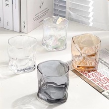 扭扭杯ins风威士忌透明酒杯家用玻璃杯网红折纸杯异形水杯高颜值