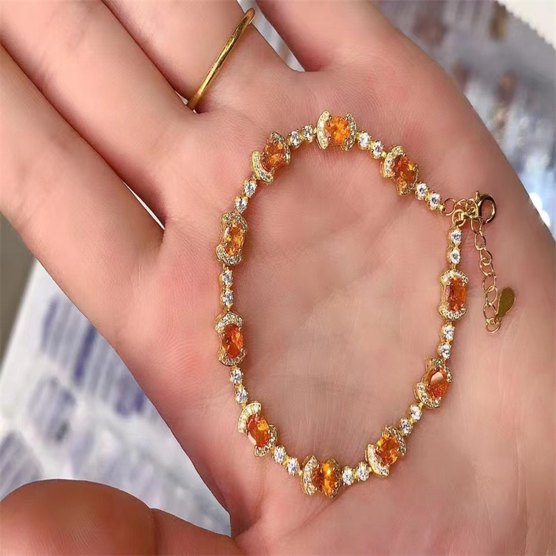 天然芬达石榴石手链925银镶嵌日韩系轻奢款高级感手链女-阿里巴巴