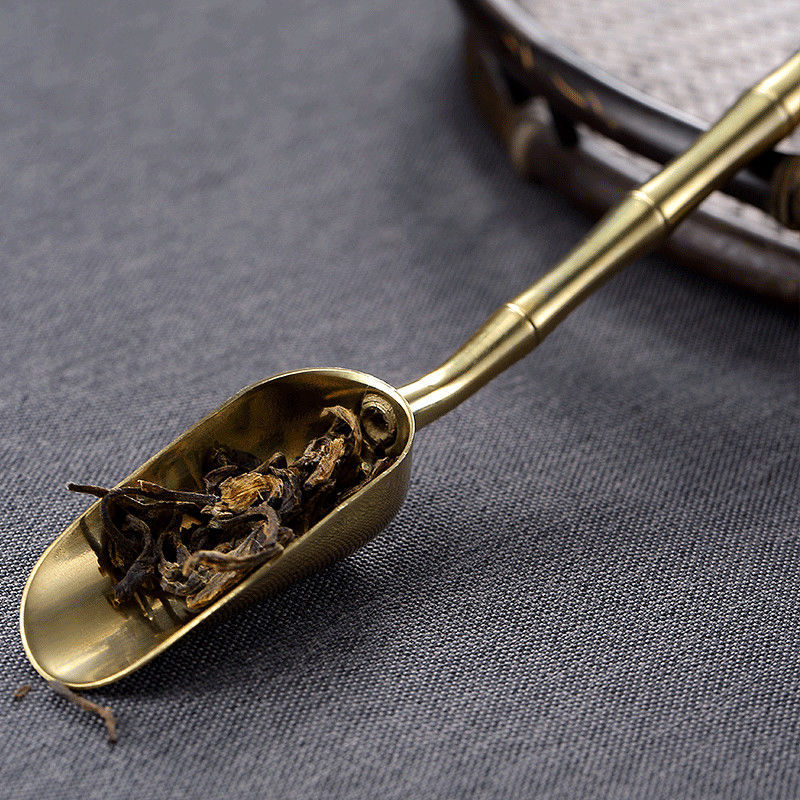 茶勺铜铲茶叶勺子金属侧茶匙量勺茶道六君子功夫茶具配件厂家批发