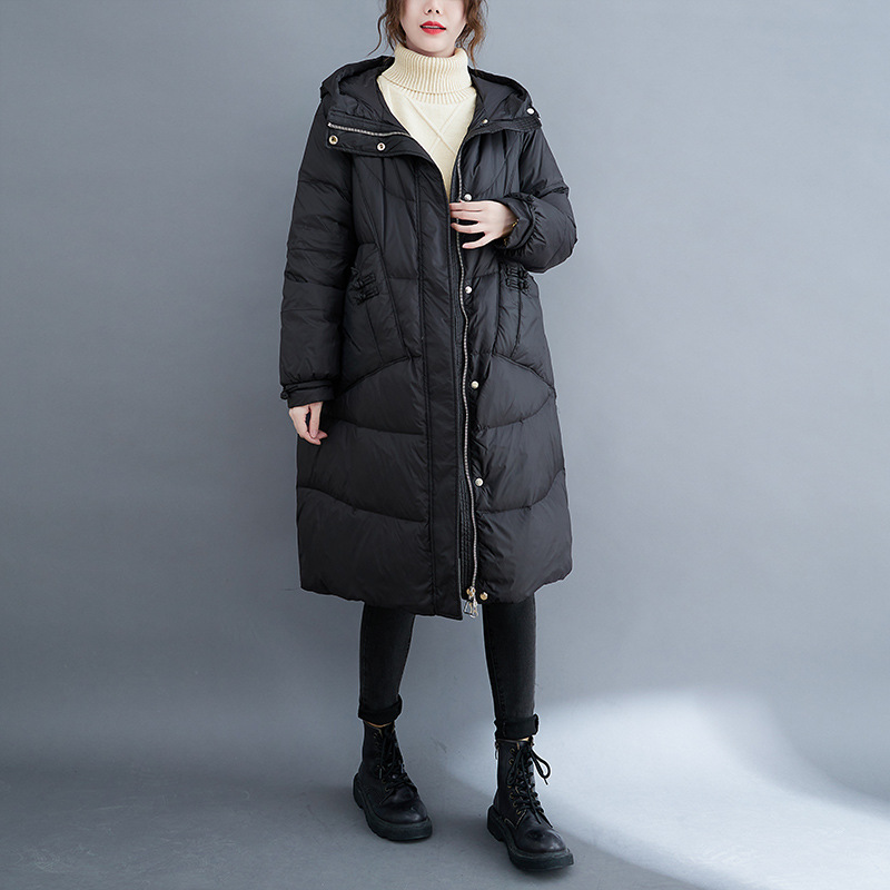 大码白鹅绒羽绒服女2021新款时尚洋气冬季中长款设计感小众外套潮