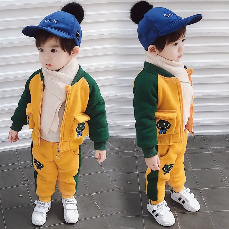 宝宝冬装套装男儿童0一1-2-3岁韩版4小童洋气秋冬加绒两件套5帅气