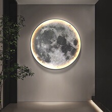 现代轻奢ins风月球星球玄关卧室圆形装饰画客厅沙发背景墙灯壁画