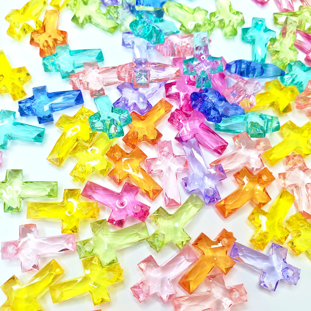 陈明饰品亚克力16*10mm透明十字架珠子散珠diy儿饰项链饰品配件