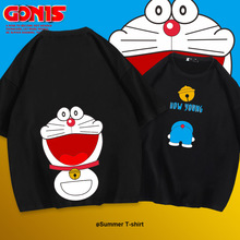 Y日系短袖T恤男女夏青少年学生卡通动漫叮当猫纯棉半袖亲子装上衣