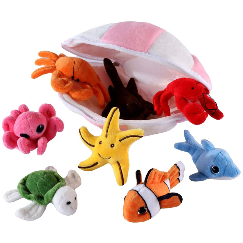 婴幼儿早教认知海洋生物玩具海洋动物毛绒套装玩具儿童毛绒公仔