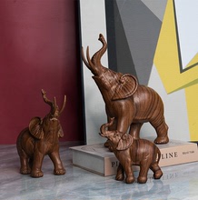 跨境新品木纹大象现代简约工艺品家居玄关装饰品树脂摆件乔迁礼物