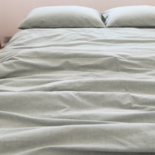 I9EK简约纯色淡绿水洗棉格子全棉床单被套枕套纯棉被罩可定 做三