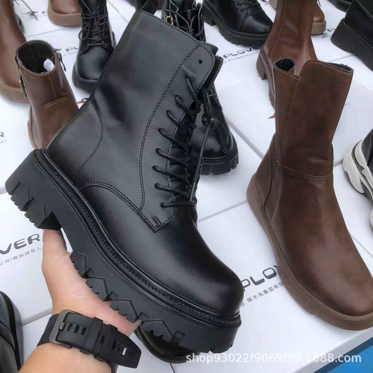 In Stock Dr. Martens Boots Women's Autumn and Winter New All-Matching Chunky Heel Internet Celebrity Thin Ins British Style Ankle Boots Thin Boots Wholesale