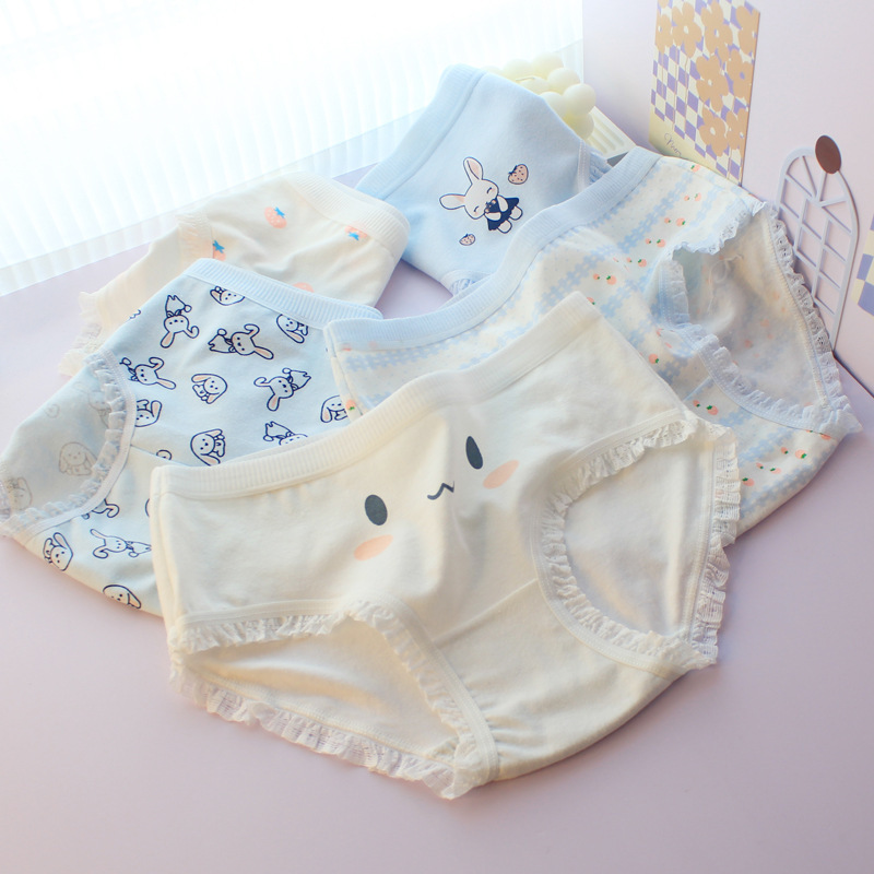 春夏甜美日系小清新草莓萌兔少女纯棉内裤女纯棉裆中腰学生三角裤