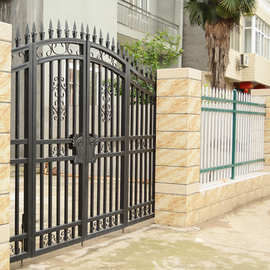 镀锌钢护栏庭院铁艺大门农村别墅围栏户外阳台栏杆院墙栅栏双开门