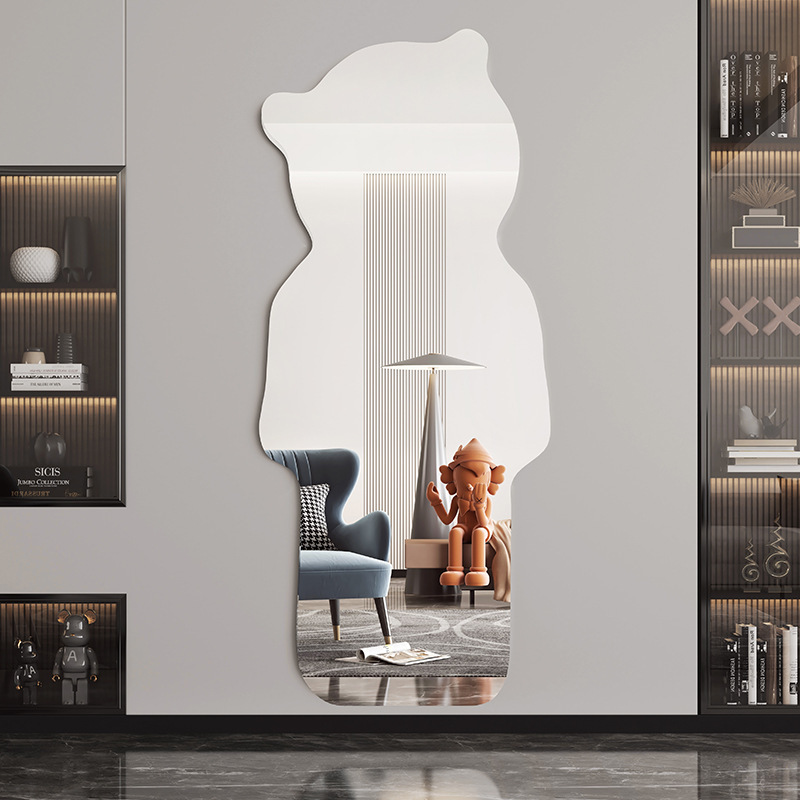 Full-Length Mirror Special-Shaped Mirror Internet Celebrity Bear Wall-Mounted Wall Sticking Self-Adhesive Punch-Free Household Bedroom Fitting Mirror