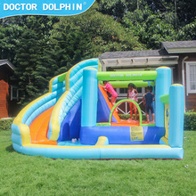 博士豚户外跳床充气城堡儿童蹦蹦床喷水滑梯游乐场玩具