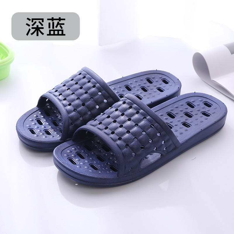 2023 New Fashion PVC Bathroom Leaking Slippers Home Summer Indoor Soft Bottom Plastic Couple Solid Color Slippers