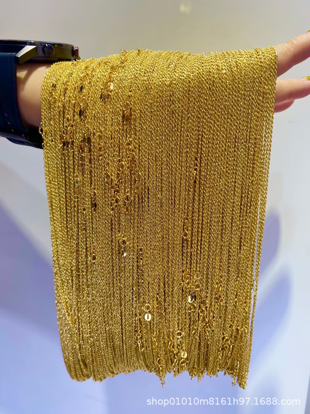 18k金项链女au750项链配件麻绳链肖邦链子配链黄金k金批发轻克重