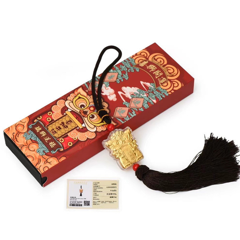 2021年狮子醒狮招财车挂喜狮开运过年贺岁礼品黄金色舞狮汽车挂饰