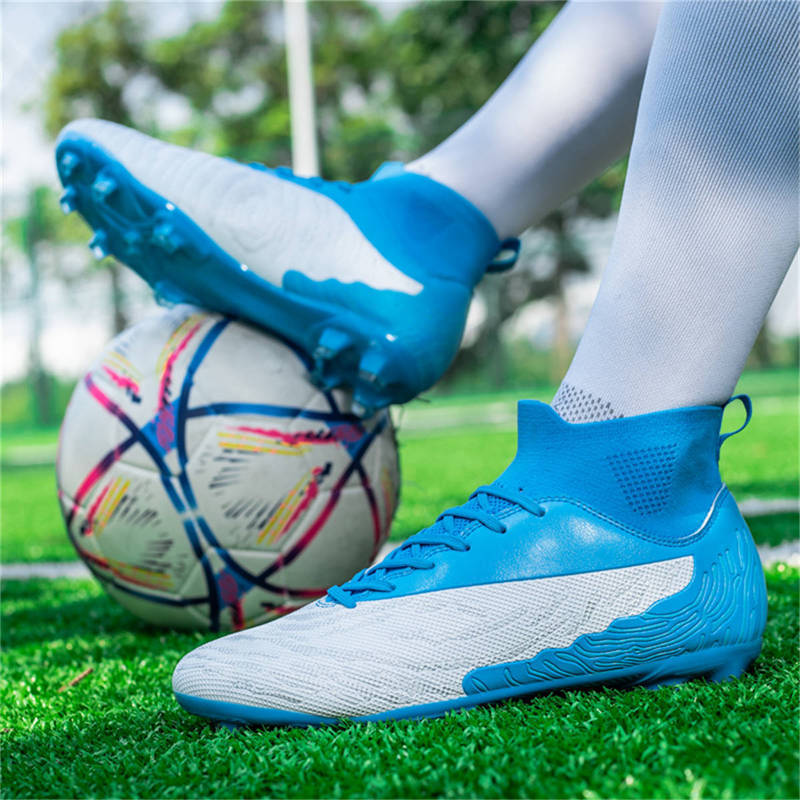 2023跨境大码男士高帮长钉足球鞋青少年男孩训练鞋女生比赛球鞋子
