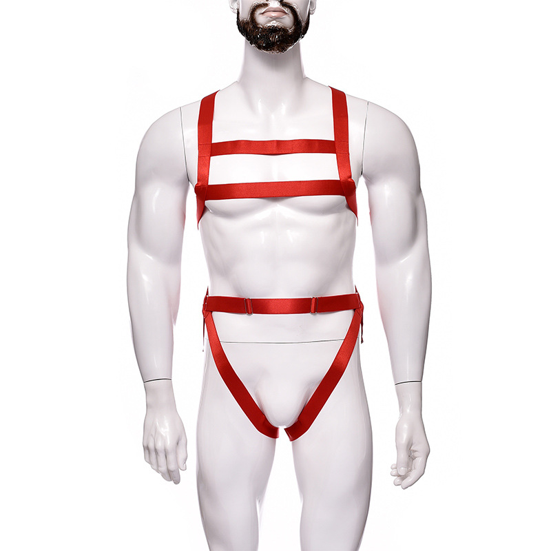 蓝瑾 束缚胸带sm夜店舞会表演服gay基情男士情趣内衣连体套装