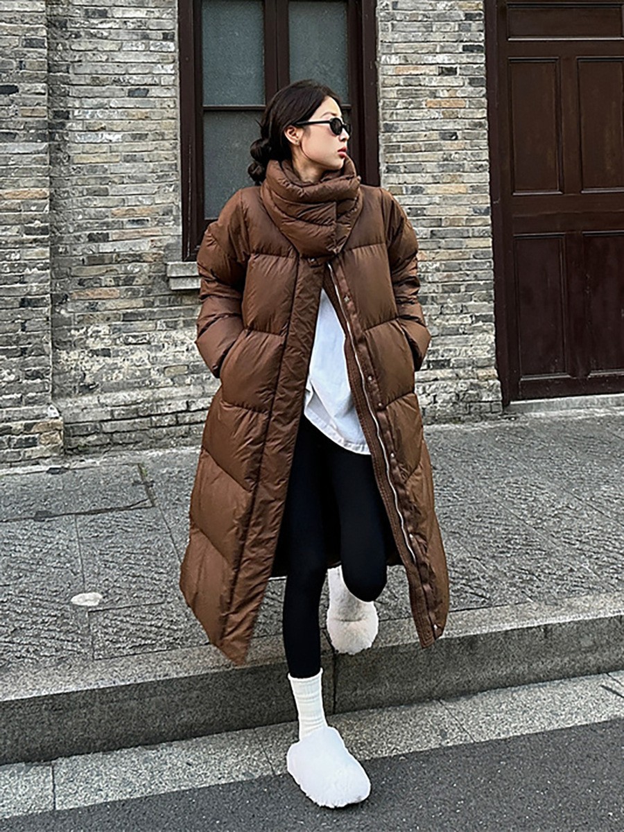 立领过膝长款面包羽绒服女欧洲站冬装2024新款欧货女装加厚外套潮