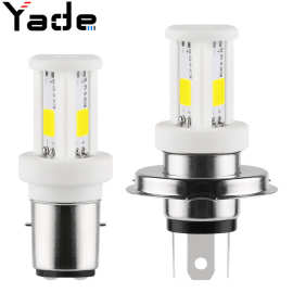 电动摩托车LED大灯COB 陶瓷 BA20D 双爪 H4高亮LED前大灯内置灯泡