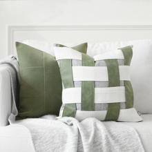 444Z批发抱枕沙发客厅科技布绿色棉麻编织皮靠枕靠背垫床头靠垫