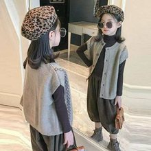 女童针织马甲春秋外穿新款韩版洋气开衫童装儿童秋装毛衣背心