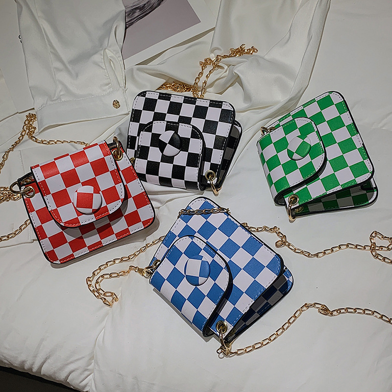 Women's Bag Wholesale Simple Fashionable Stylish Chain Shoulder Bag New Textured Chessboard Plaid Earphone Messenger Bag