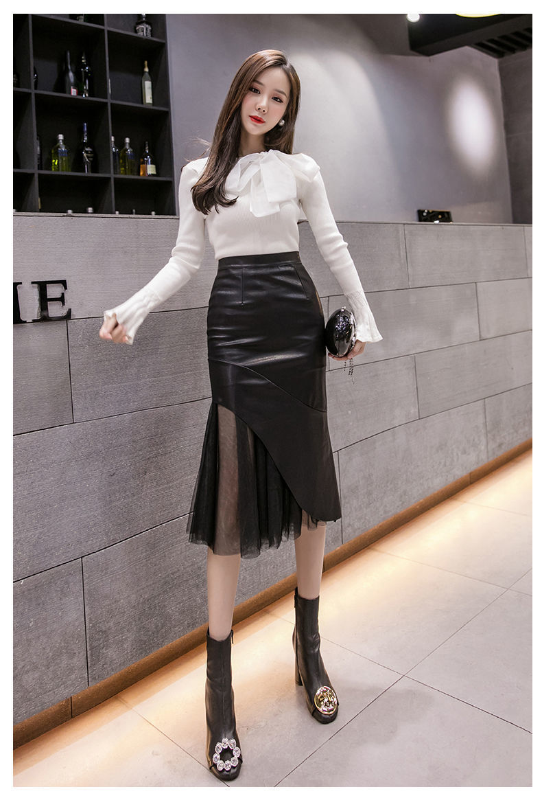 皮裙包臀裙2020秋季新款高腰网红一步包裙长裙秋冬女半身裙中长款